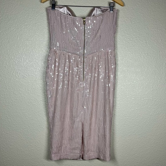 French Connection Spicey Sequin Strapless Mini Dress Grey/Pink Spicy Size 8 - Picture 4 of 12